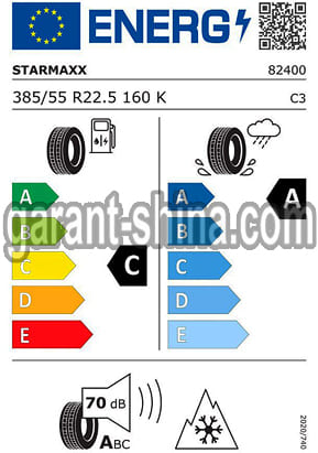 Starmaxx LZ300 (прицепная) 385/55 R22.5 160K 20PR - Фото Европейских характеристик